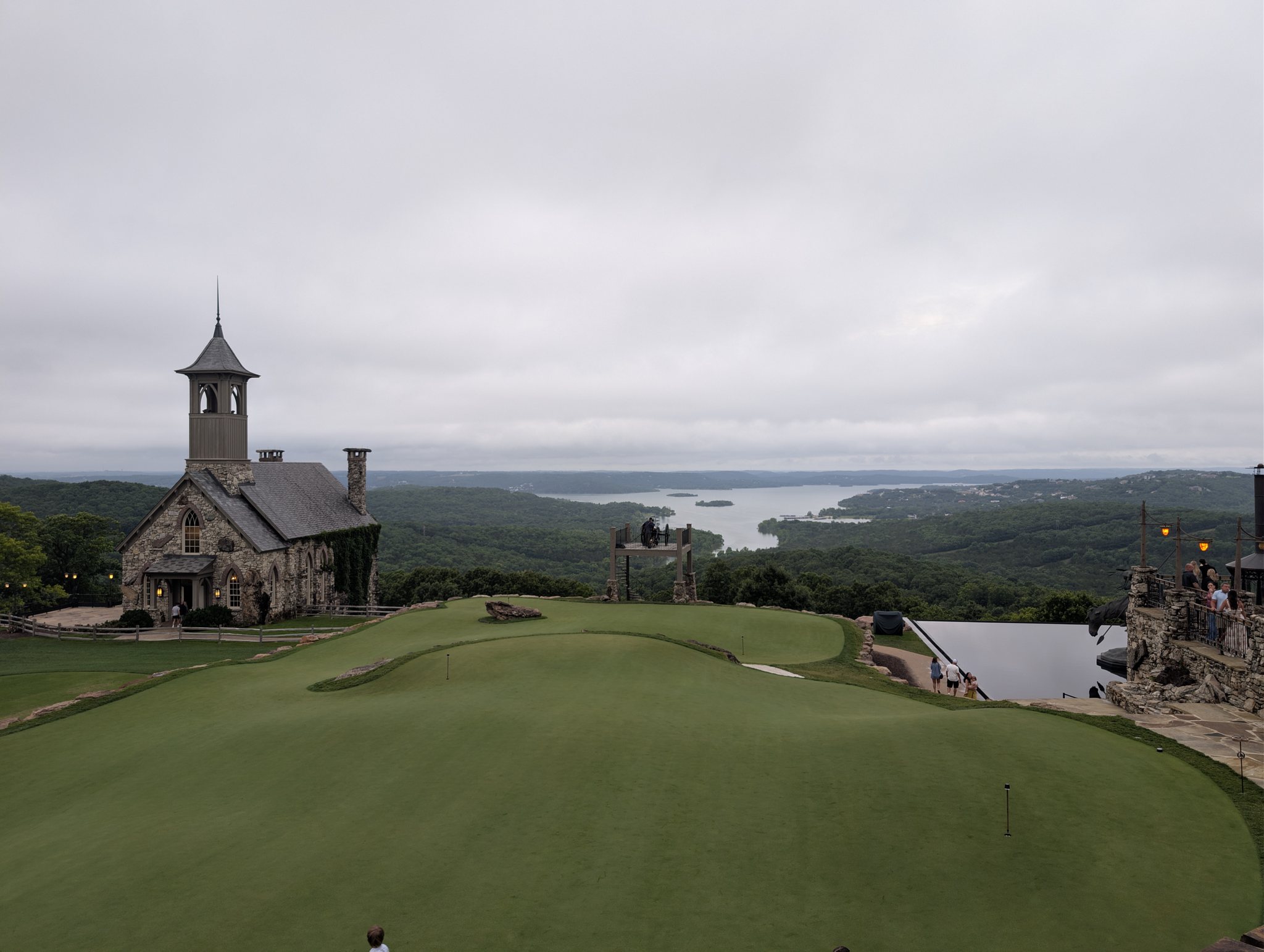 Chapel of the Ozarks and putting green overlooking Table Rock Lake at Top of the Rock near Branson, Missouri