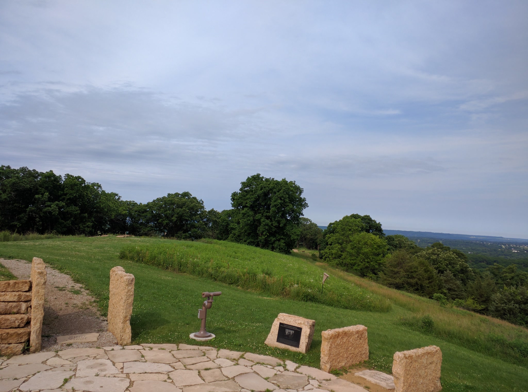 Overlook with telescope at Horseshoe Mound near Galena Illinois