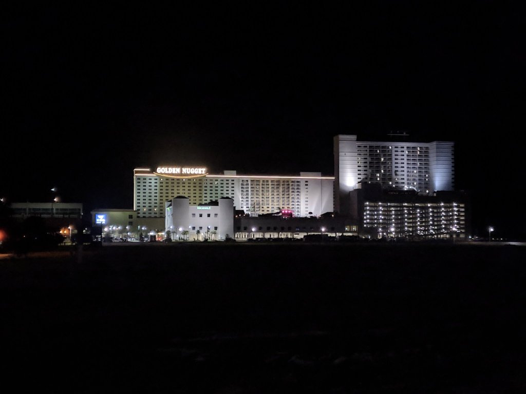 Golden Nugget Biloxi hotel and casino illuminated at night