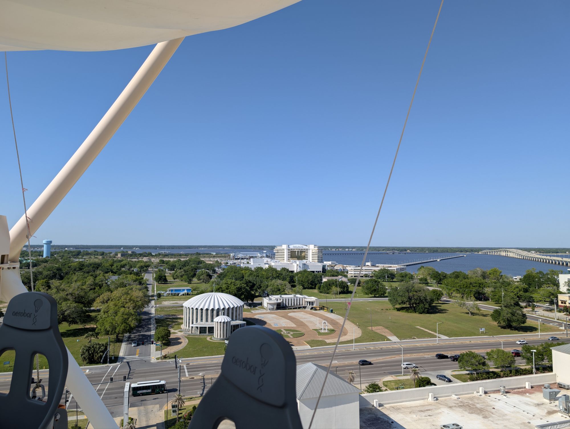 High view from the Aerobar toward Beau Rivage, Highway 90 and the Biloxi Bay Bridge